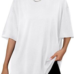 Womens Oversized Summer T Shirts Fashion Workout Plus Size Tops Short Sleeve Bea